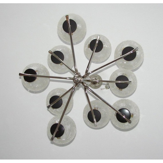 Image 1 of Vintage kroonluchter van staal en glas, 1970