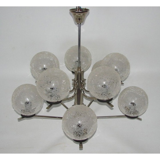 Image 1 of Vintage kroonluchter van staal en glas, 1970