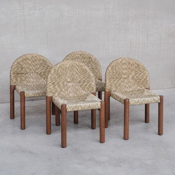 Image 1 of Set van 4 vintage biezen stoelen, Italië 1960
