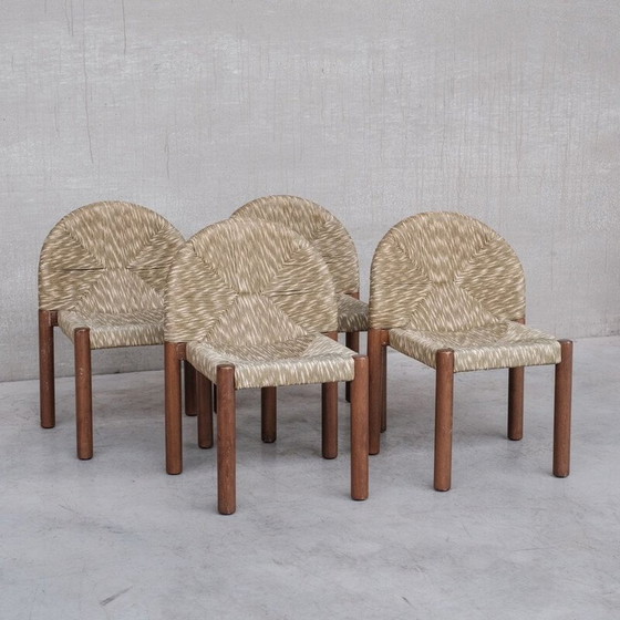 Image 1 of Set van 4 vintage biezen stoelen, Italië 1960