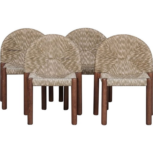 Set van 4 vintage biezen stoelen, Italië 1960