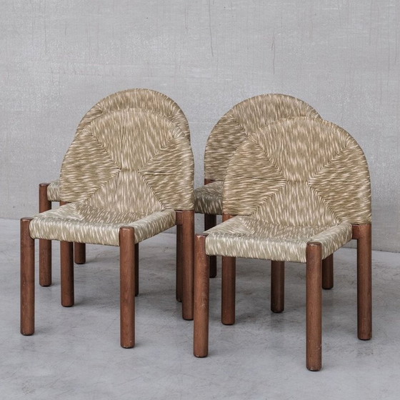 Image 1 of Set van 4 vintage biezen stoelen, Italië 1960