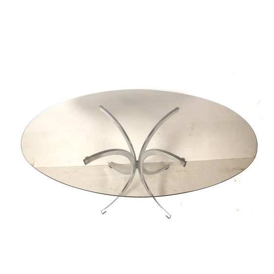 Image 1 of Grote Vintage Ovale Glazen Eettafel Uit De Jaren ’70