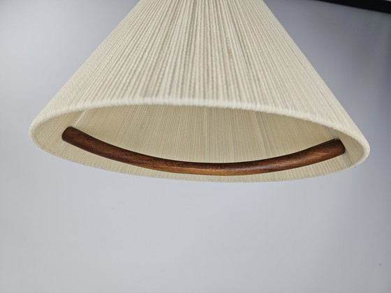 Image 1 of Vintage hanglamp van Temde. Teak en touw jaren 60 