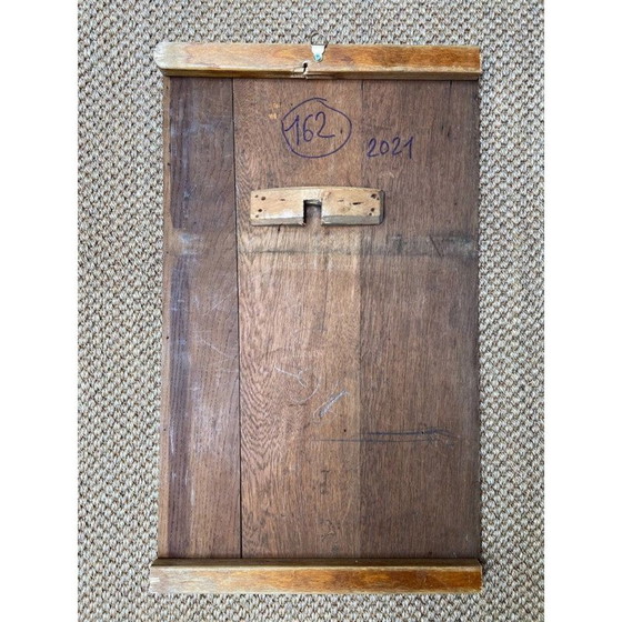 Image 1 of Vintage gouache "man in het wit" op houten paneel door Mesnager, 2021