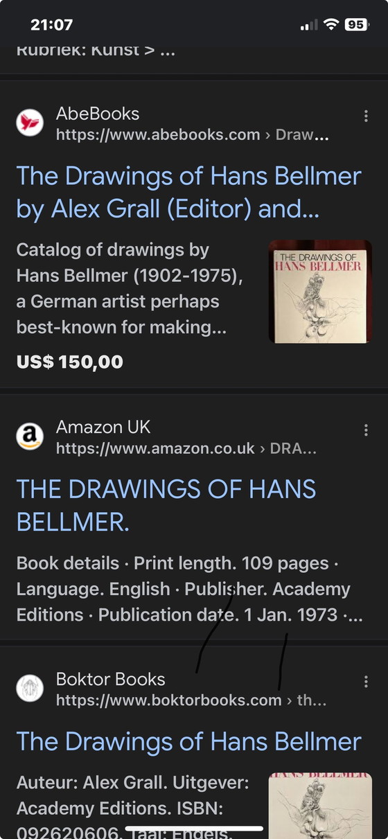 Image 1 of Vrij moeilijk aan te komen leestafelboek “The Drawings Of Hans Bellmer 