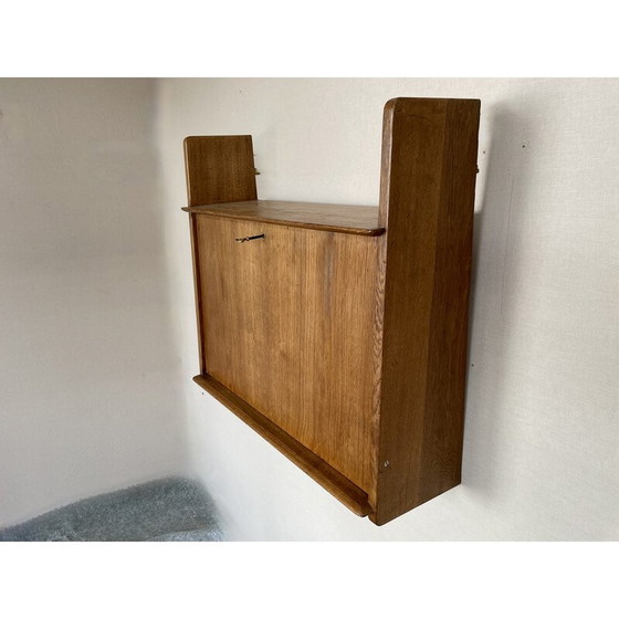Image 1 of Vintage eikenhouten hangend secretaire door Marcel Gascoin voor Arhec, 1950