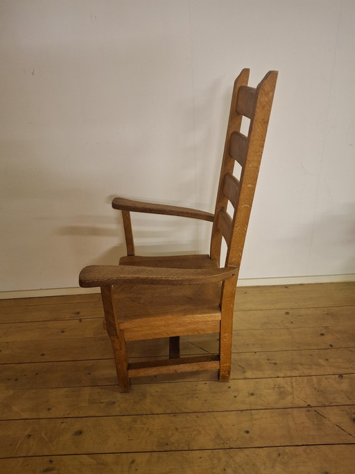 Brutalist Vintage Eiken Fauteuil 