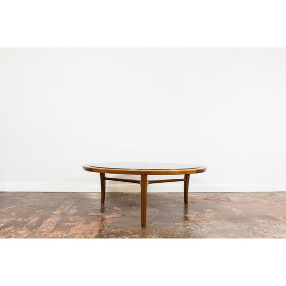 Image 1 of Vintage ronde salontafel van teakhout en glas, 1960