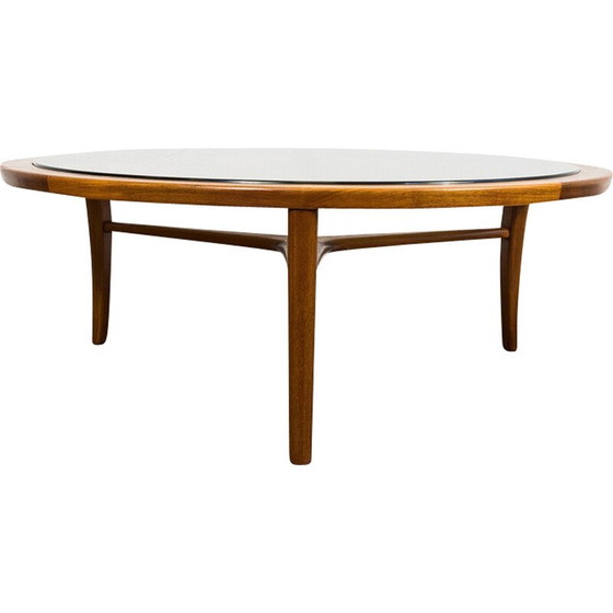 Image 1 of Vintage ronde salontafel van teakhout en glas, 1960