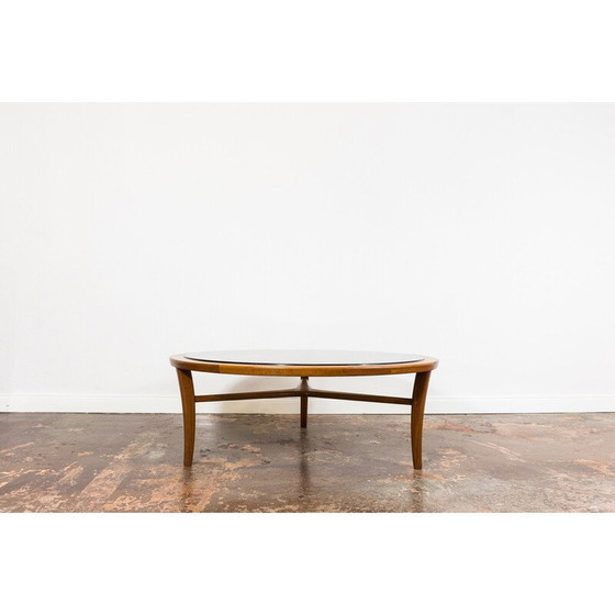 Image 1 of Vintage ronde salontafel van teakhout en glas, 1960