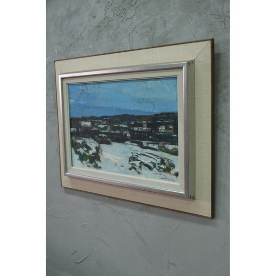 Image 1 of Olieverfschilderij op modern vintage doek van Gunnar Herman Berglund, Zweden 1960