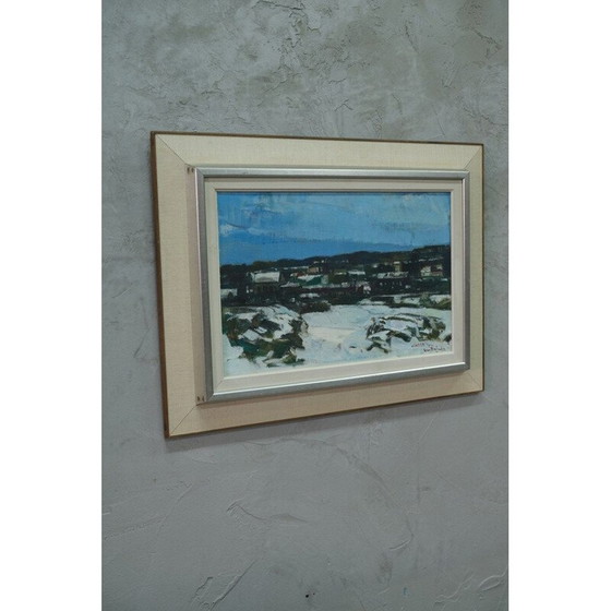 Image 1 of Olieverfschilderij op modern vintage doek van Gunnar Herman Berglund, Zweden 1960