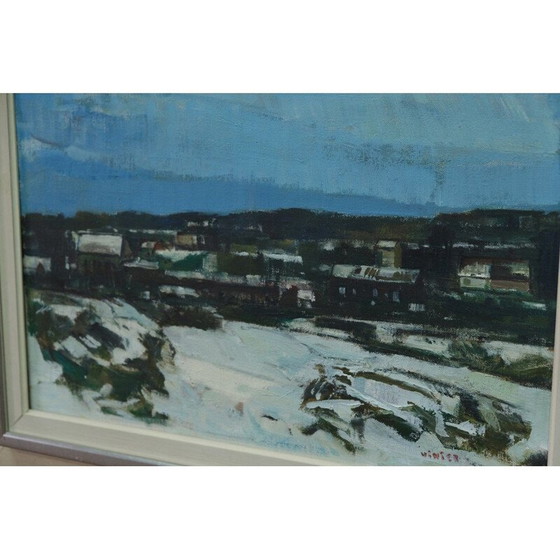 Image 1 of Olieverfschilderij op modern vintage doek van Gunnar Herman Berglund, Zweden 1960