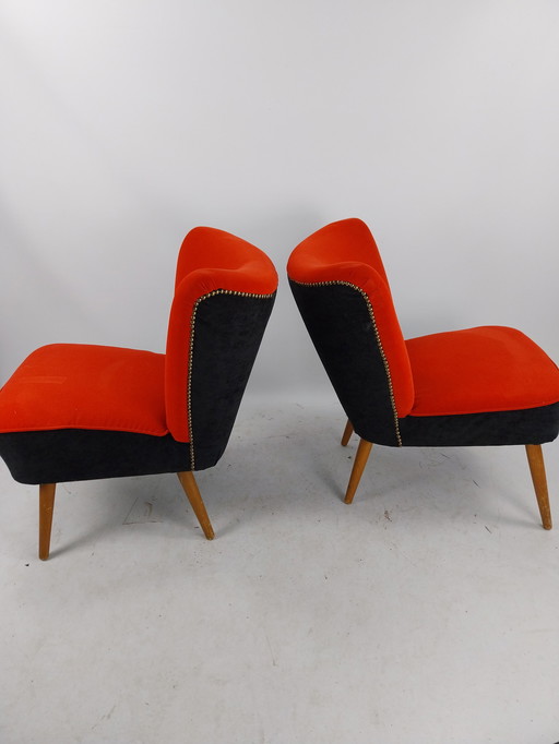 2 x cocktail stoelen nieuwe bekleding in top conditie. 1950S 