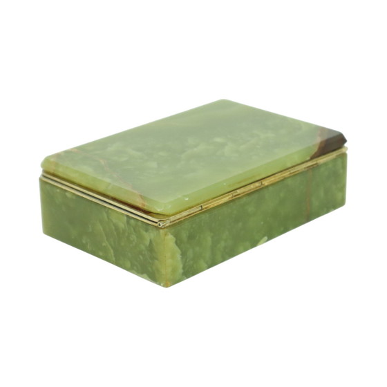 Image 1 of Vintage Juwelen Rokersdoos Groen Marmer