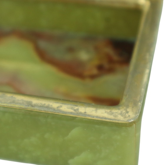 Image 1 of Vintage Juwelen Rokersdoos Groen Marmer