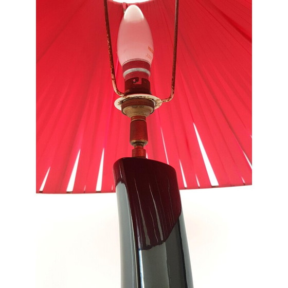 Image 1 of Vintage rood en zwart keramiek lamp