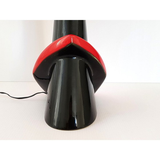 Image 1 of Vintage rood en zwart keramiek lamp