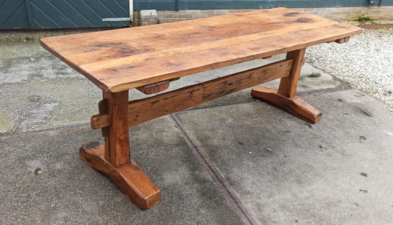 Image 1 of Antiekelandelijke massief houten eettafel