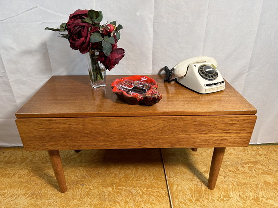 Image 1 of Mid Century Retro Vintage Teak Klein Telefoonmeubel 1960