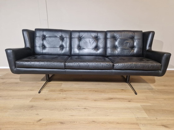 Image 1 of Skjold Sorensen - 3 Zits Bank - Jaren 60 - Vintage - Zwart