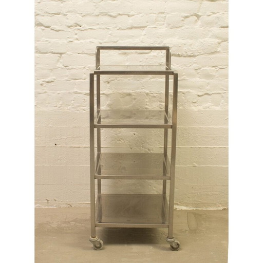 Vintage roestvrijstalen trolley, België 1980