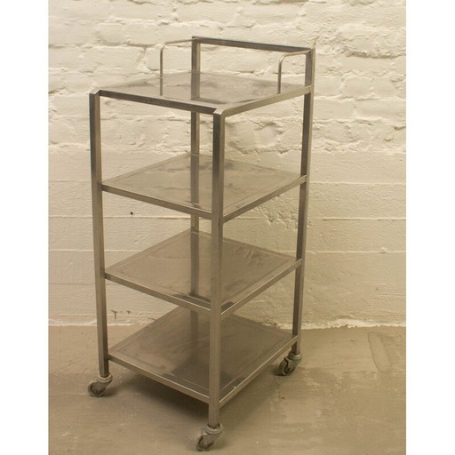 Vintage roestvrijstalen trolley, België 1980