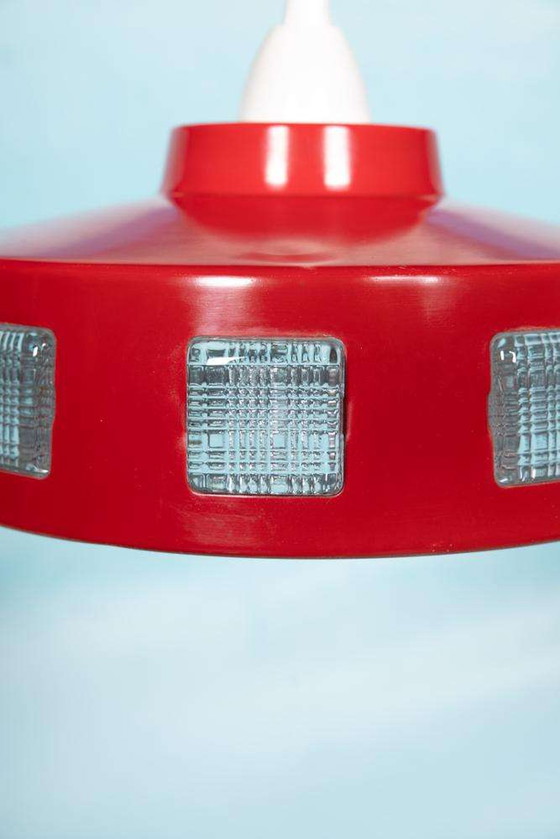 Image 1 of Space age seventies hanglamp Zweden, vintage glass pendant