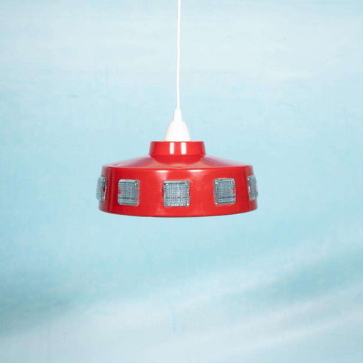 Space age seventies hanglamp Zweden, vintage glass pendant