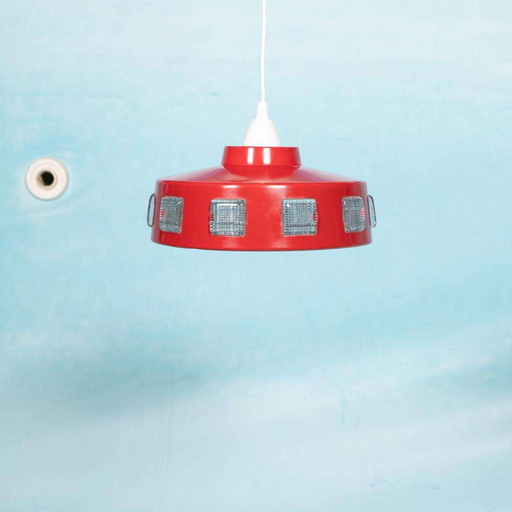 Space age seventies hanglamp Zweden, vintage glass pendant