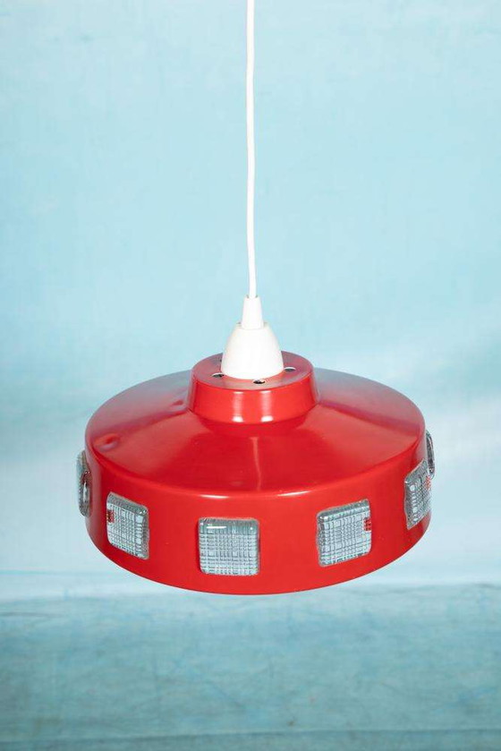 Image 1 of Space age seventies hanglamp Zweden, vintage glass pendant