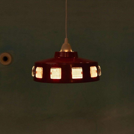 Image 1 of Space age seventies hanglamp Zweden, vintage glass pendant