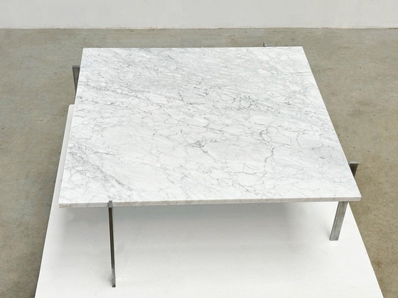 Image 1 of Pk61 Salontafel Door Poul Kjaerholm Ekc Denemarken 1956 Met Carrara Marmeren Bovenblad