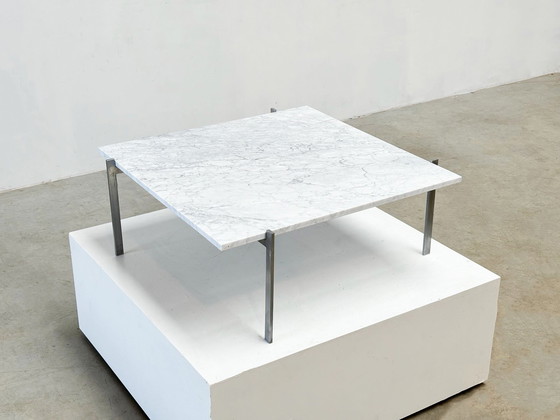 Image 1 of Pk61 Salontafel Door Poul Kjaerholm Ekc Denemarken 1956 Met Carrara Marmeren Bovenblad