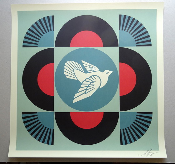 Image 1 of Shepard Fairey ( Obey ) - Peace Dove Blue - Handgesigneerd