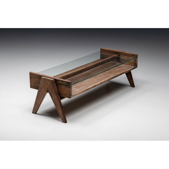 Image 1 of Vintage rechthoekige salontafel "Pj-Tb-05-A" van Pierre Jeanneret voor Chandigarh, 1960