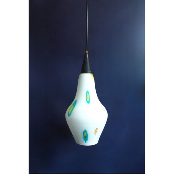Image 1 of Mid-century Murrina Murano glazen hanglamp met Murrine, Italië 1950