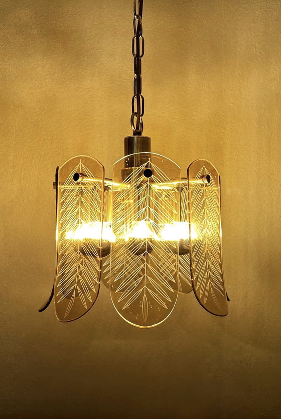 Image 1 of Vintage smoked glas hanglamp