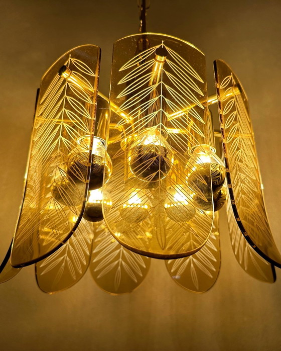 Image 1 of Vintage smoked glas hanglamp