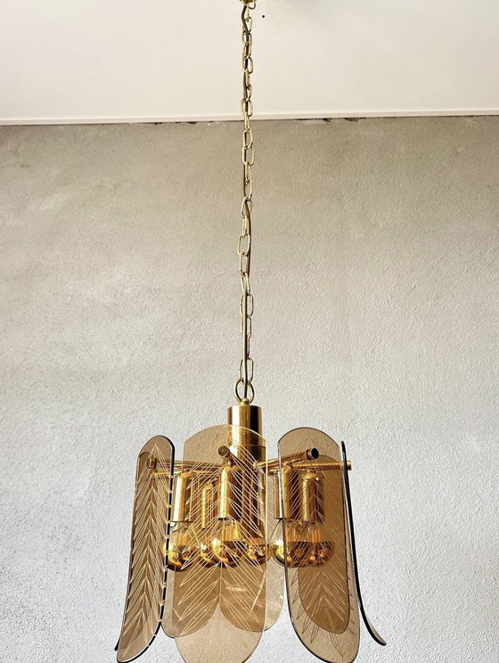 Image 1 of Vintage smoked glas hanglamp