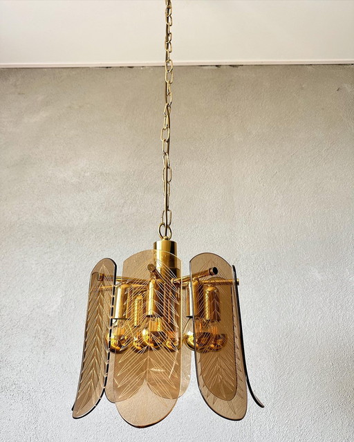 Vintage smoked glas hanglamp