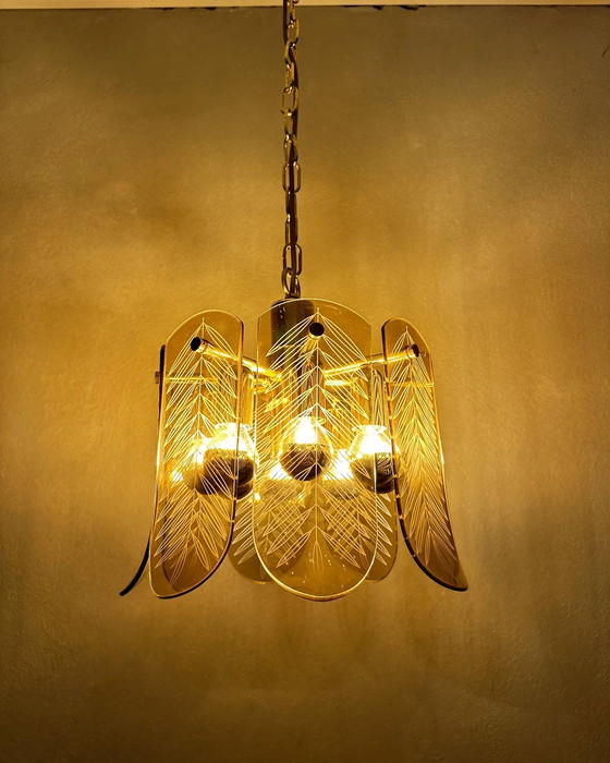 Image 1 of Vintage smoked glas hanglamp