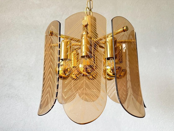 Image 1 of Vintage smoked glas hanglamp