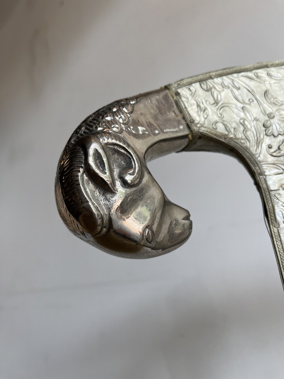 Image 1 of Anglo Indian silver foil Rams Head stoel vintage