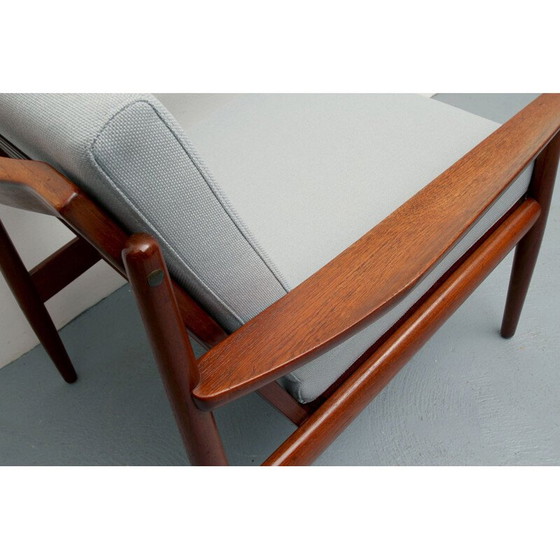 Image 1 of Vintage fauteuil in teak en grijze stof van Arne Vodder voor Glostrup, jaren 1960