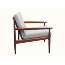 Vintage fauteuil in teak en grijze stof van Arne Vodder voor Glostrup, jaren 1960