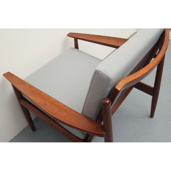 Image 1 of Vintage fauteuil in teak en grijze stof van Arne Vodder voor Glostrup, jaren 1960
