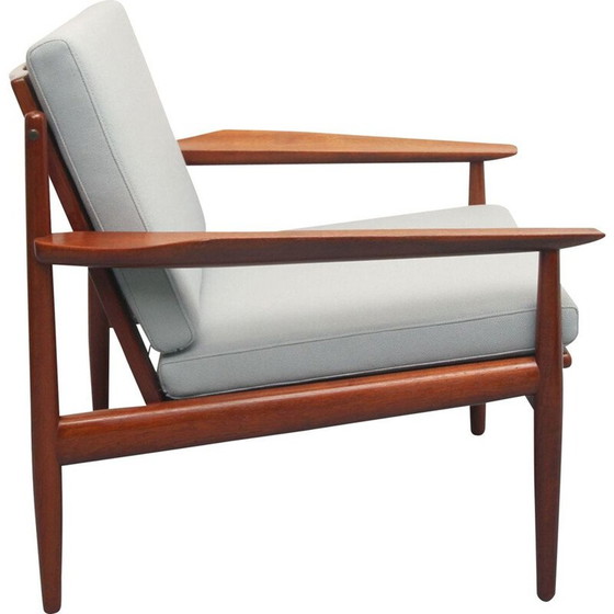 Image 1 of Vintage fauteuil in teak en grijze stof van Arne Vodder voor Glostrup, jaren 1960
