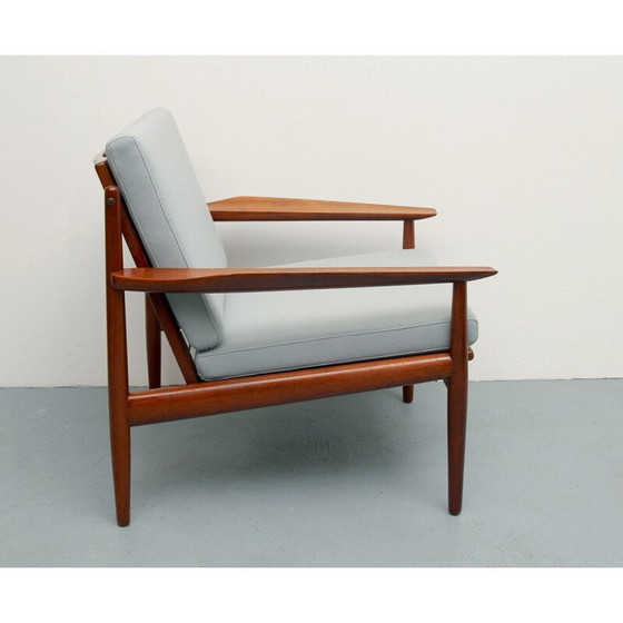 Image 1 of Vintage fauteuil in teak en grijze stof van Arne Vodder voor Glostrup, jaren 1960